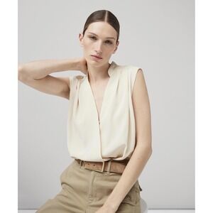 Rag & Bone Meredith Satin Blouse Classic Fit Cream Cross Front Oversized Tank XS